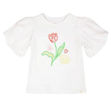 T-shirt Fleur Jonquilles 3-6ans-Deux par Deux-Blanc-3-2X2-H30H71-100B-CLÉMENT