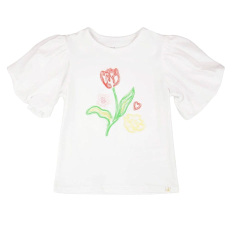 T-shirt Fleur Jonquilles 3-6ans-Deux par Deux-Blanc-3-2X2-H30H71-100B-CLÉMENT