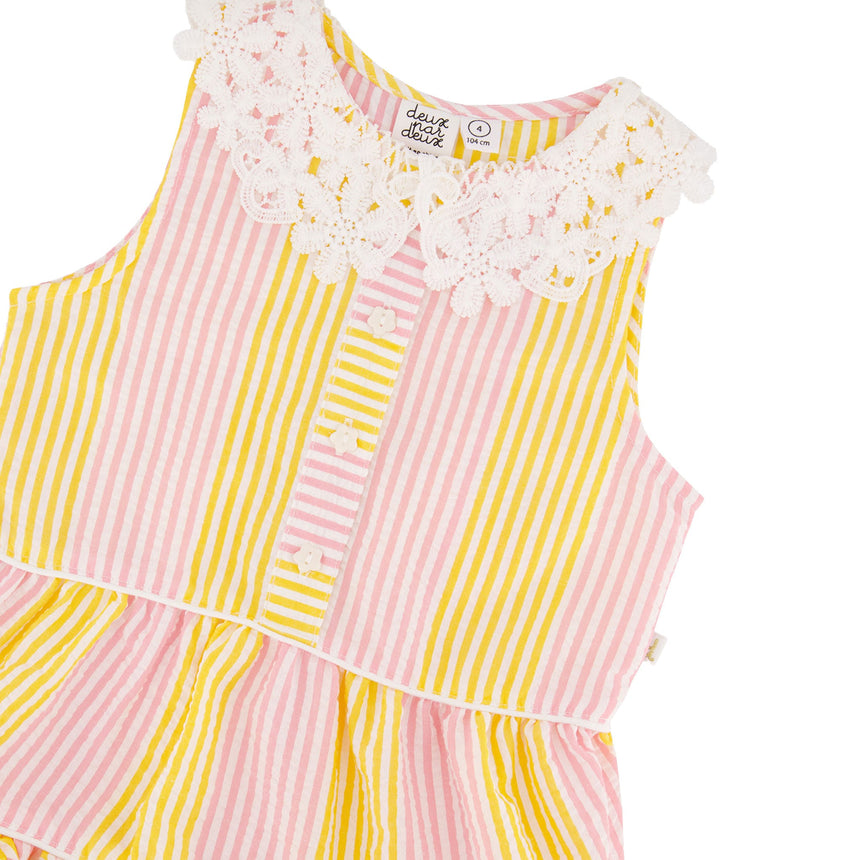 Robe Rayé Marguerites 7-10ans-Deux par Deux-2X2-H30I85-137C-CLÉMENT