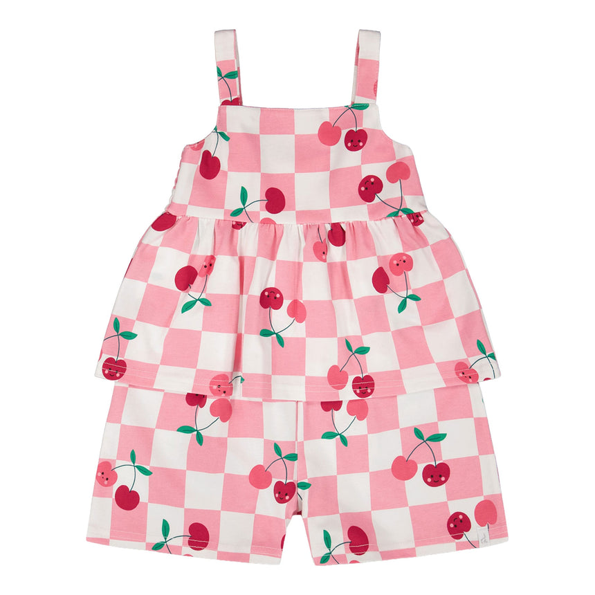 Combinaison Carreaux Cerise 7-10ans-Deux par Deux-Rose-7-2X2-H30L40-140C-CLÉMENT