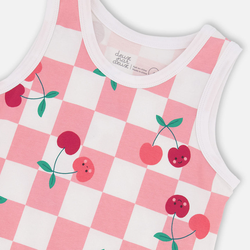 Camisole Carreaux Cerise 3-6ans-Deux par Deux-2X2-H30L72-140B-CLÉMENT
