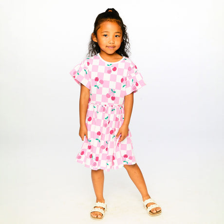 Robe Carreaux Cerise 7-10ans-Deux par Deux-2X2-H30L85-140C-CLÉMENT