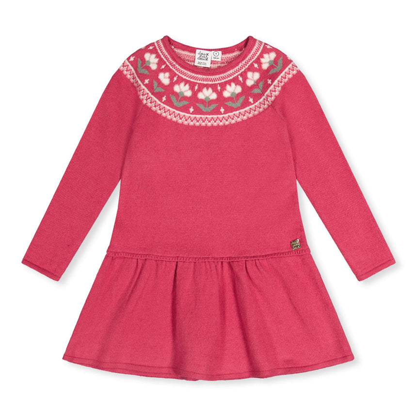 Robe Tricot Douce Poésie 3-6ans-Deux par Deux-Rose-3-2X2-J20KT85-693B-CLÉMENT