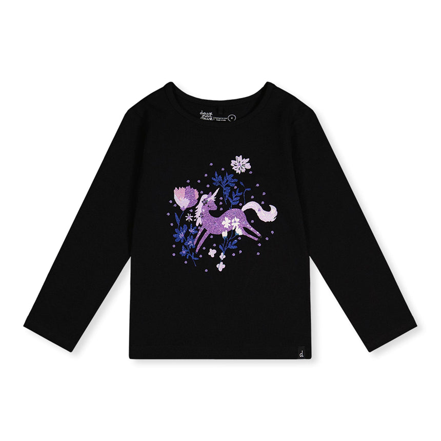 T-shirt Licorne 7-10ans-Deux par Deux-Noir-7-2X2-J20L70-999C-CLÉMENT