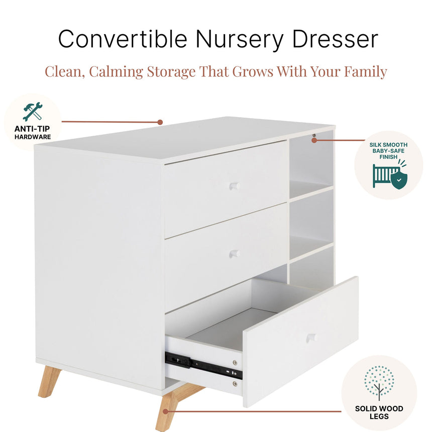 Commode 3 Tiroirs Central Park - Blanc / Naturel-Dadada Baby-DDD-41131-CLÉMENT