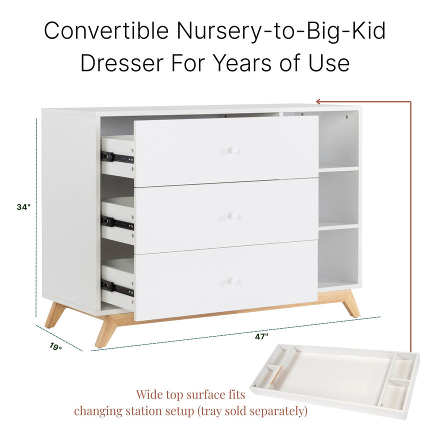 Commode 3 Tiroirs Central Park - Blanc / Naturel-Dadada Baby-DDD-41131-CLÉMENT