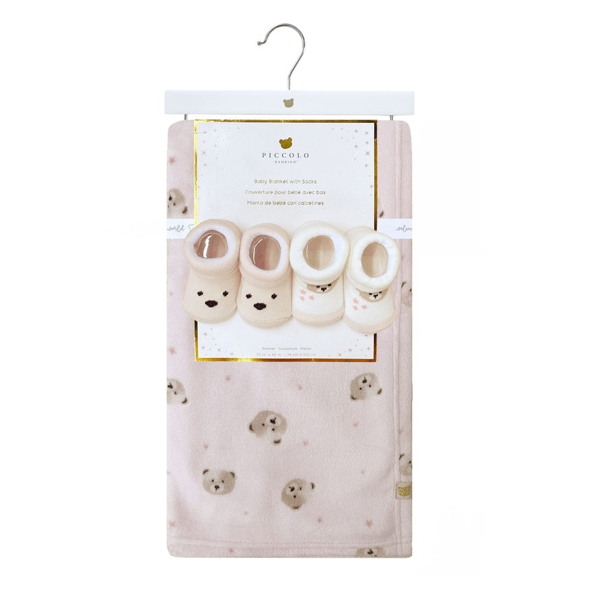 Couverture avec Bas Ours - Rose-Piccolo Bambino-ABN-PBBS1P01G3PK-CLÉMENT