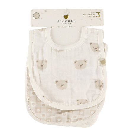 Bavoirs (3) Mousseline - Ours-Piccolo Bambino-ABN-PBF06M99E3WH-CLÉMENT