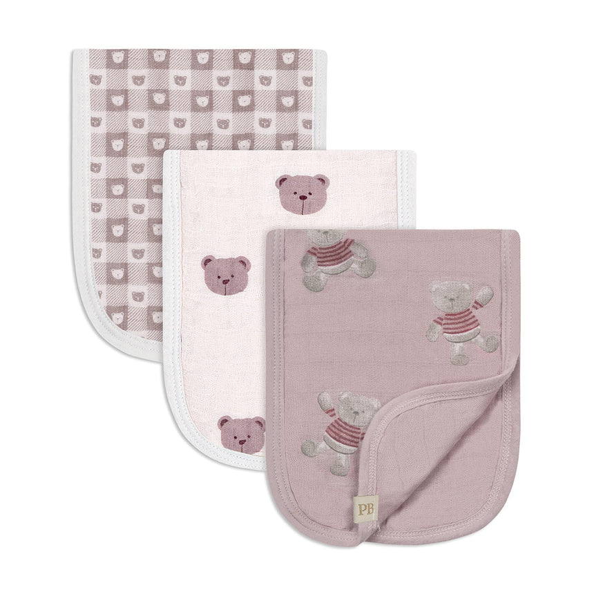 Lange d'Épaule en Mousseline (3) - Ours Rose-Piccolo Bambino-ABN-PBF08M98E3PK-CLÉMENT