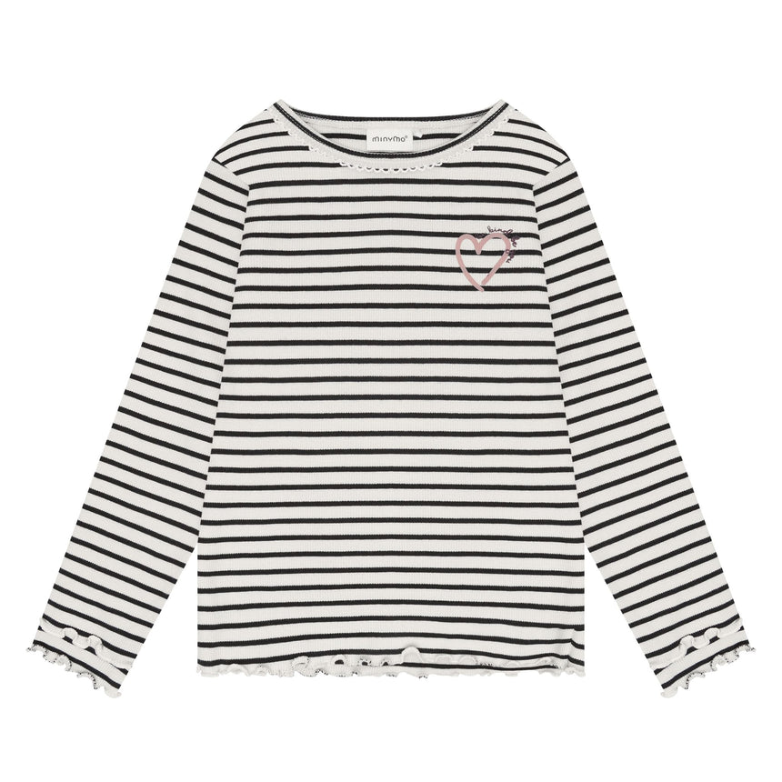 T-shirt Côtelé Rayé 3-12ans-Minymo-Noir-3-AC1-124442-1061-CLÉMENT