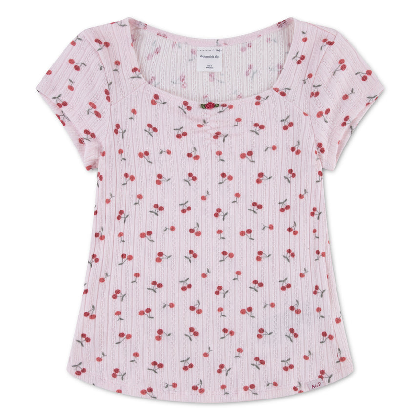T-shirt Rosette Pointelle 5-18ans-Abercrombie Kids-Rose-7-8-A&F-43AY71-APJ-CLÉMENT