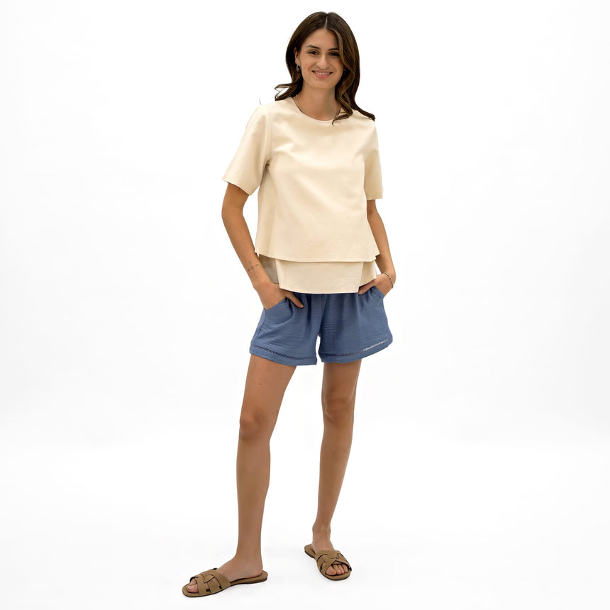Short Maternité Chambray-Bella Maternite-BEA-1268874C-DEN-CLÉMENT