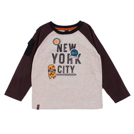 T-shirt Raglan Sens Unique 2-12ans-Nano-Beige-2-BOS-F2501-07-CLÉMENT