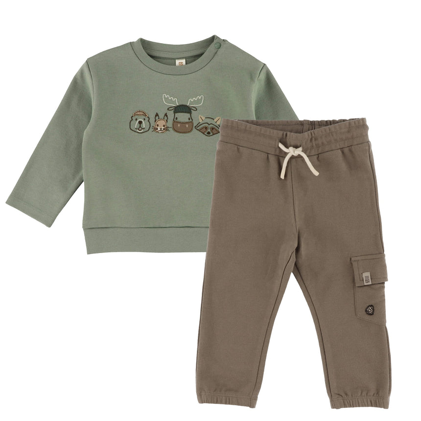 Ensemble Pantalon Animaux Forêt 6-24mois-Nano-Vert-Nouveau-né-BOS-F2659-04-CLÉMENT