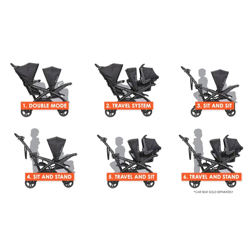 Poussette Sit N' Stand® Double 2.0 - Noir Dash-Baby Trend-BTR-NC28F00-CLÉMENT