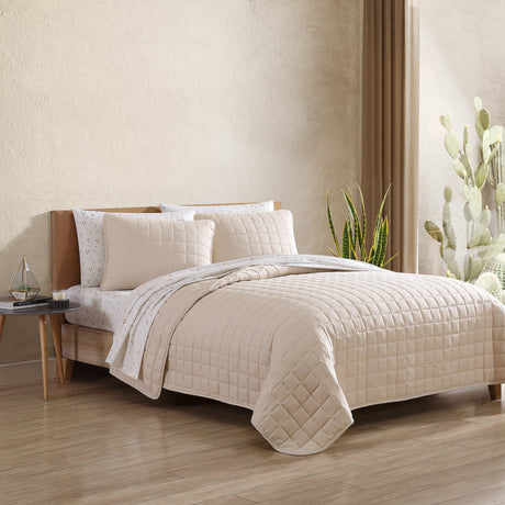 Courtepointe Lit Simple - Beige-Cathay Home-CAH-QUILT-TW-CRE-CLÉMENT