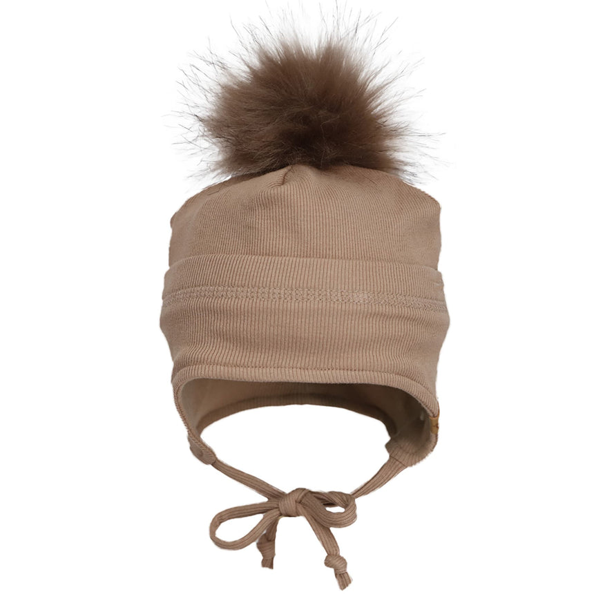 Tuque Côtelée Pompon 3-18mois-Calikids-Beige-3-18 m-CAL-S2502-1-CLÉMENT