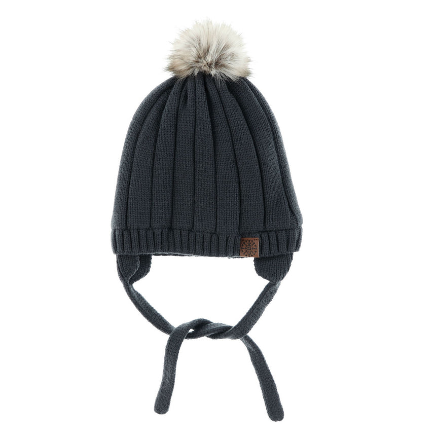 Tuque Pompon Tricot 0-18mois-Calikids-Charcoal-0-3 m-CAL-W2200C2-1-CLÉMENT