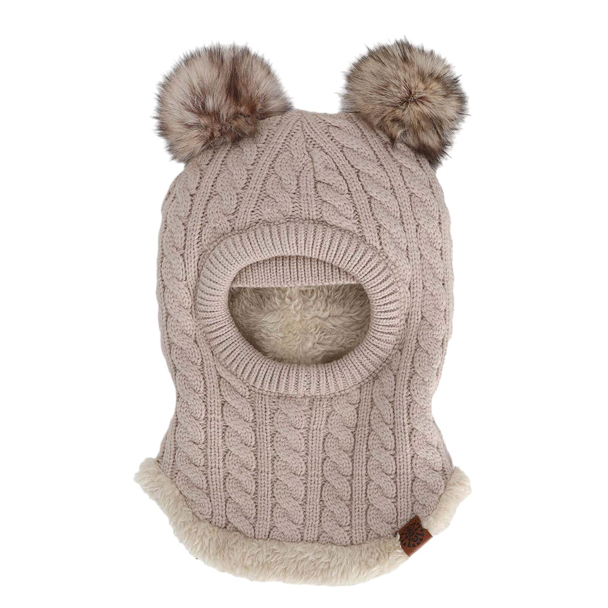 Balaclava Tricot Pompon 2-5ans-Calikids-Beige-2-5 ans-CAL-W2403-2-CLÉMENT