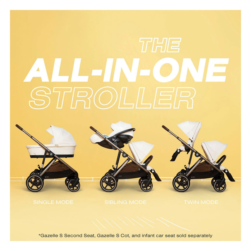 Poussette Gazelle S – Châssis couleur taupe avec siège Beige Coquillage-Cybex-CYB-522002367-CLÉMENT