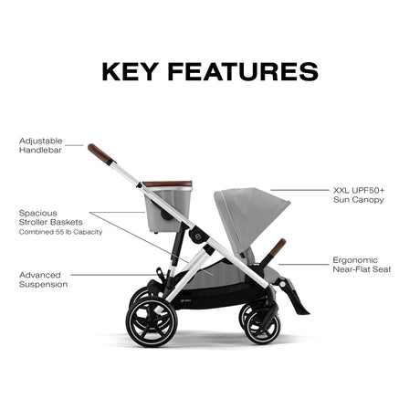 Poussette Gazelle S – Châssis couleur Argent avec siège Stone Gris-Cybex-CYB-524001295-CLÉMENT