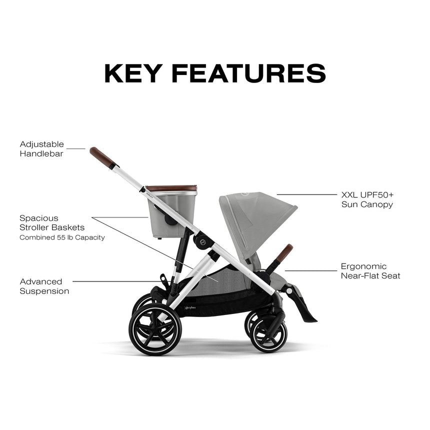 Poussette Gazelle S – Châssis couleur Argent avec siège Stone Gris-Cybex-CYB-524001295-CLÉMENT