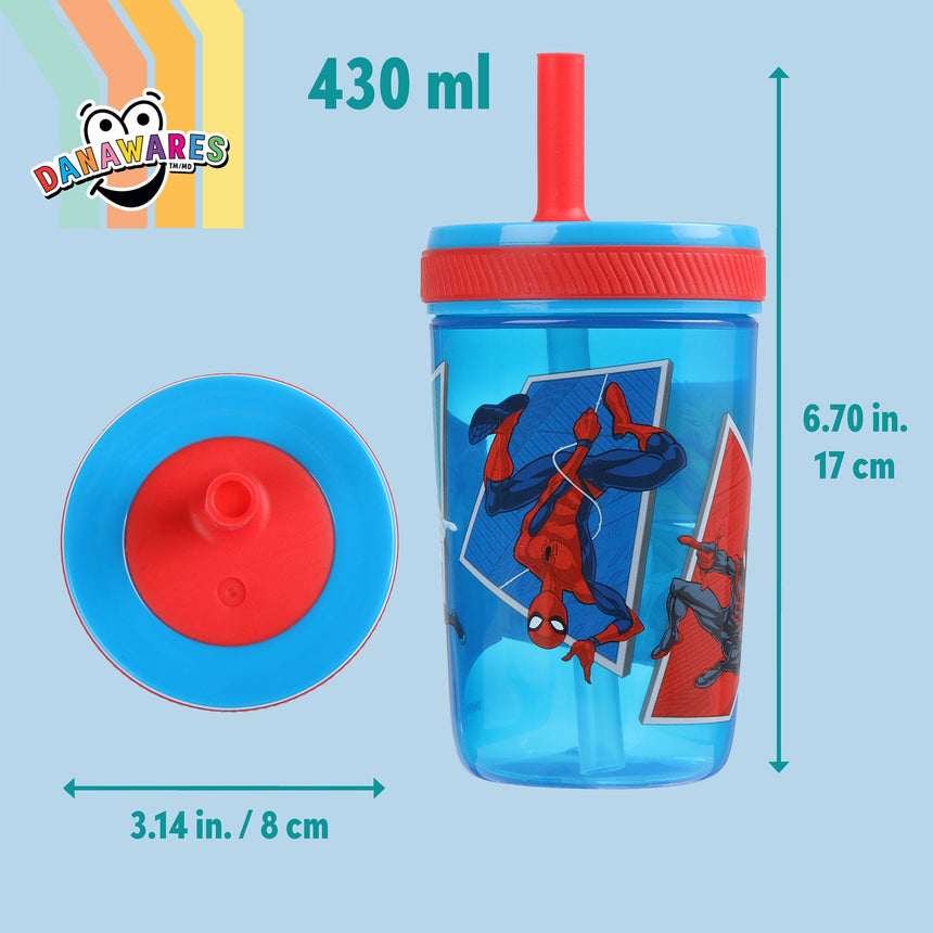 Gobelet avec Paille Spiderman-Danawares-DAW-24326-CLÉMENT