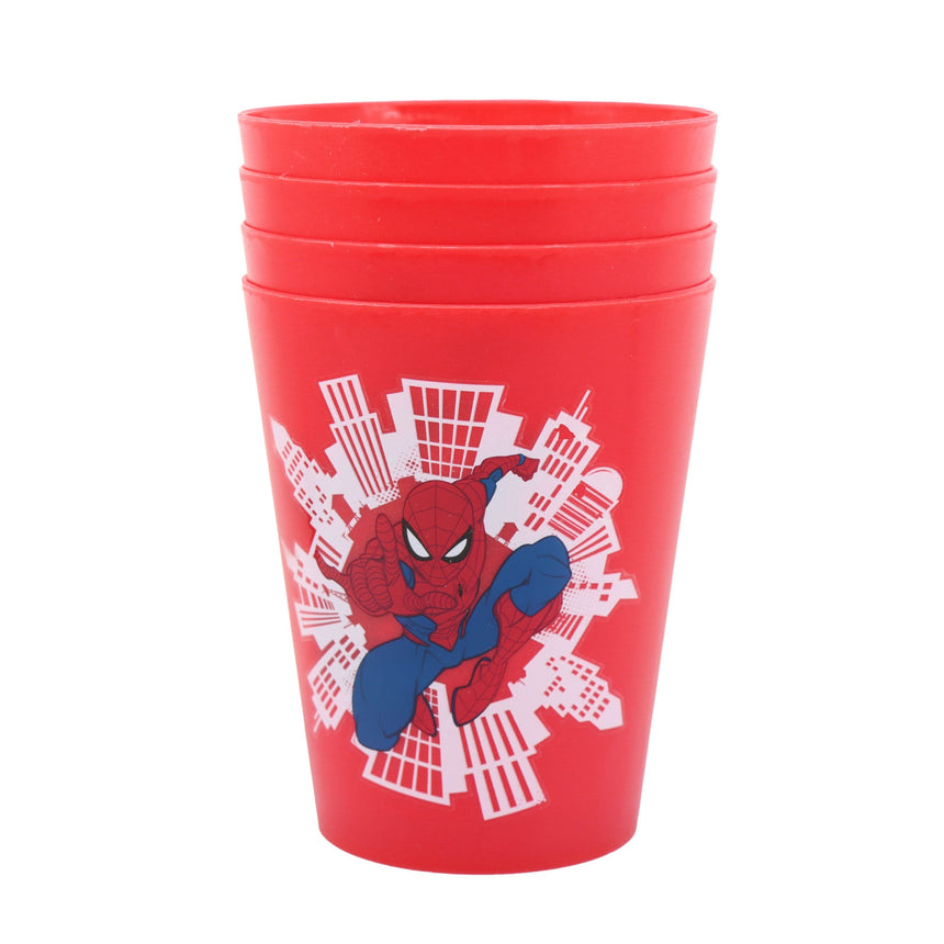 Ensemble Verre en plastique Spiderman (4)-Danawares-DAW-24409-CLÉMENT