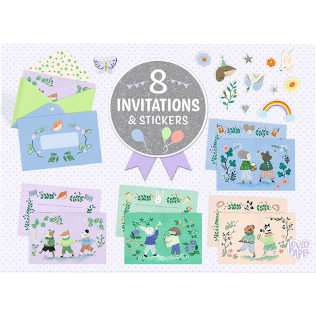 Invitations(8) Fanfare des animaux-Djeco-DJE-DD03490-CLÉMENT