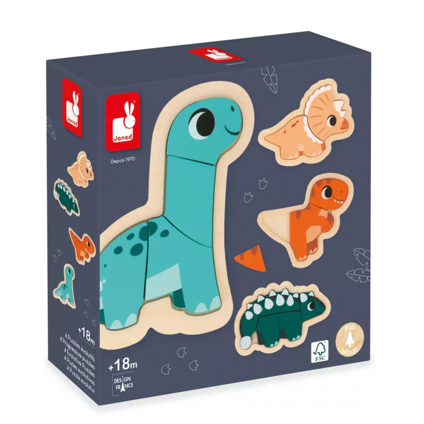 Casse-têtes en Bois - Dinosaures-Janod-JAD-J05824-CLÉMENT