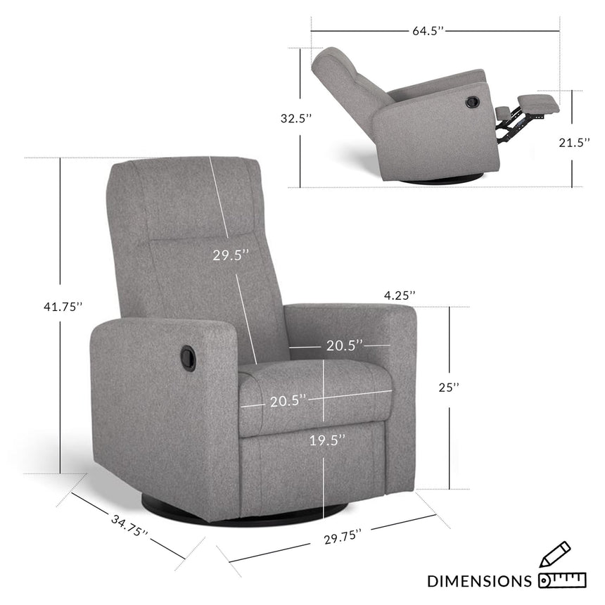Fauteuil Berçant et Pivotant Nelly - Como Dove Gris / Noir avec Mécanisme Électrique-Jaymar BB-JAM-525-COMO-61-CLÉMENT
