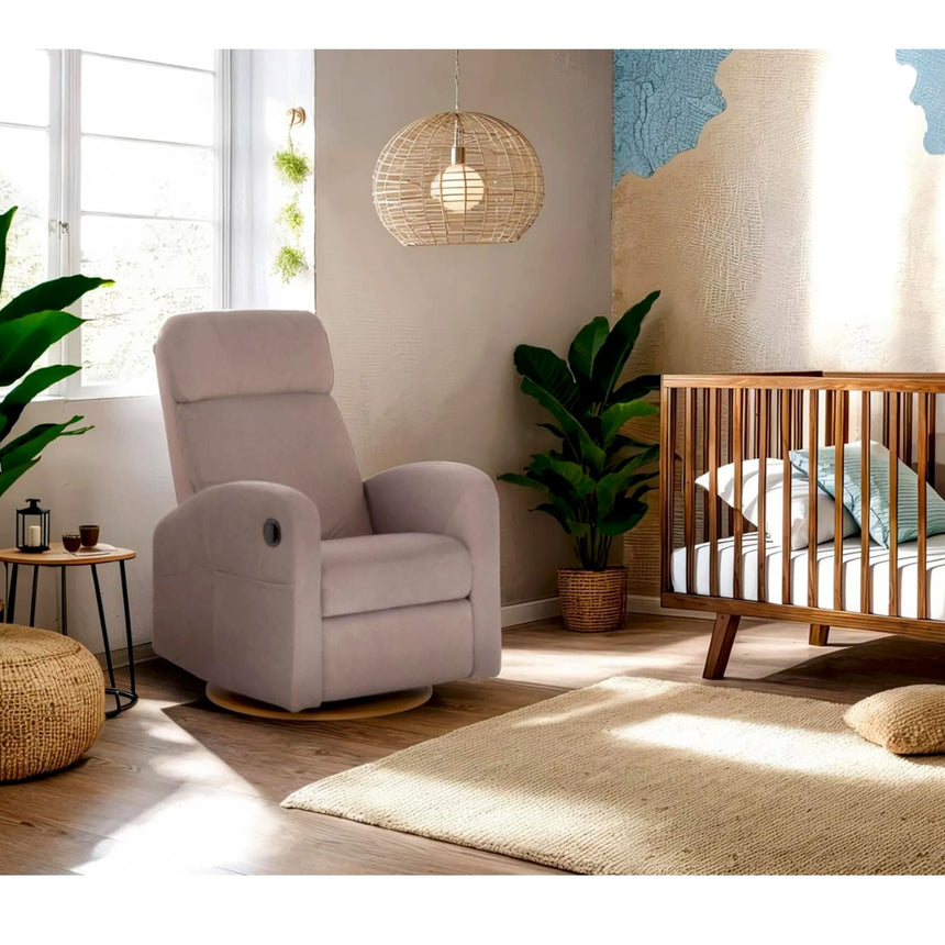 Fauteuil Berçant Inclinable Pivotant Hailey - Arlo Beige (Tissu résistant aux taches)-Jaymar BB-JAM-523-ARLO-096-CLÉMENT
