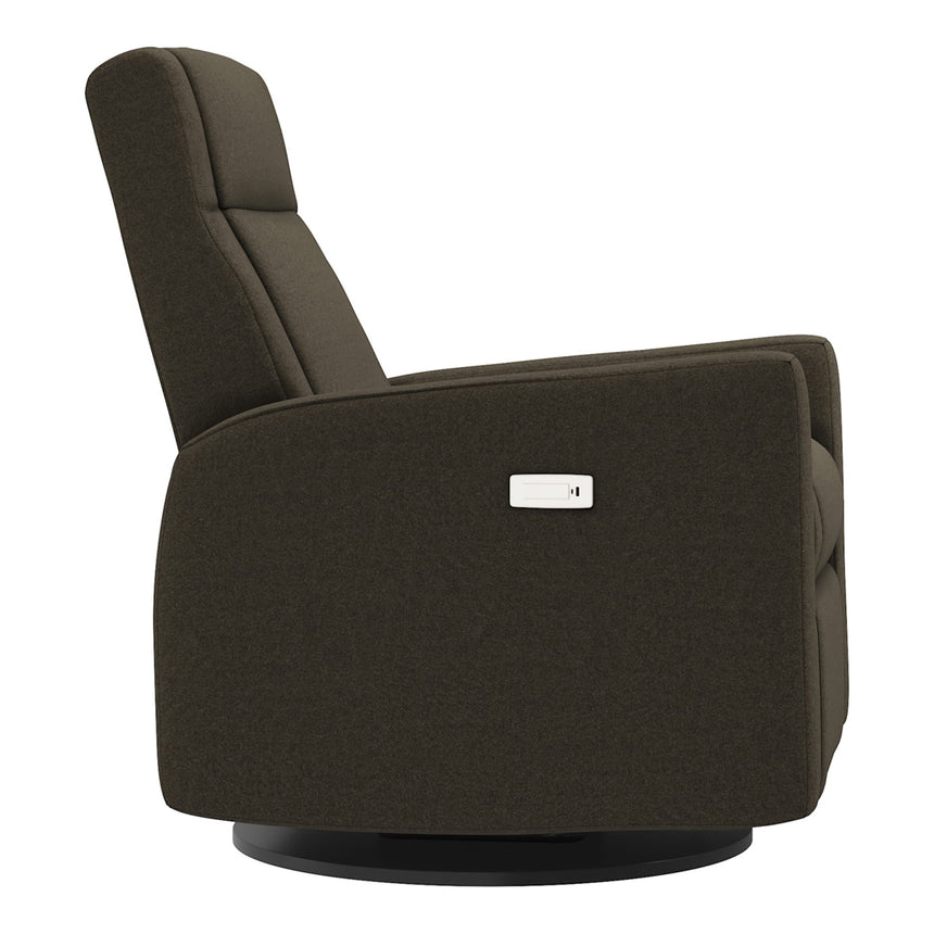 Grand Fauteuil Berçant et Pivotant Nelly avec Mécanisme Électrique - Tissu Anti-tache Mojo Espresso-Jaymar BB-JAM-525-ESPRE006-CLÉMENT