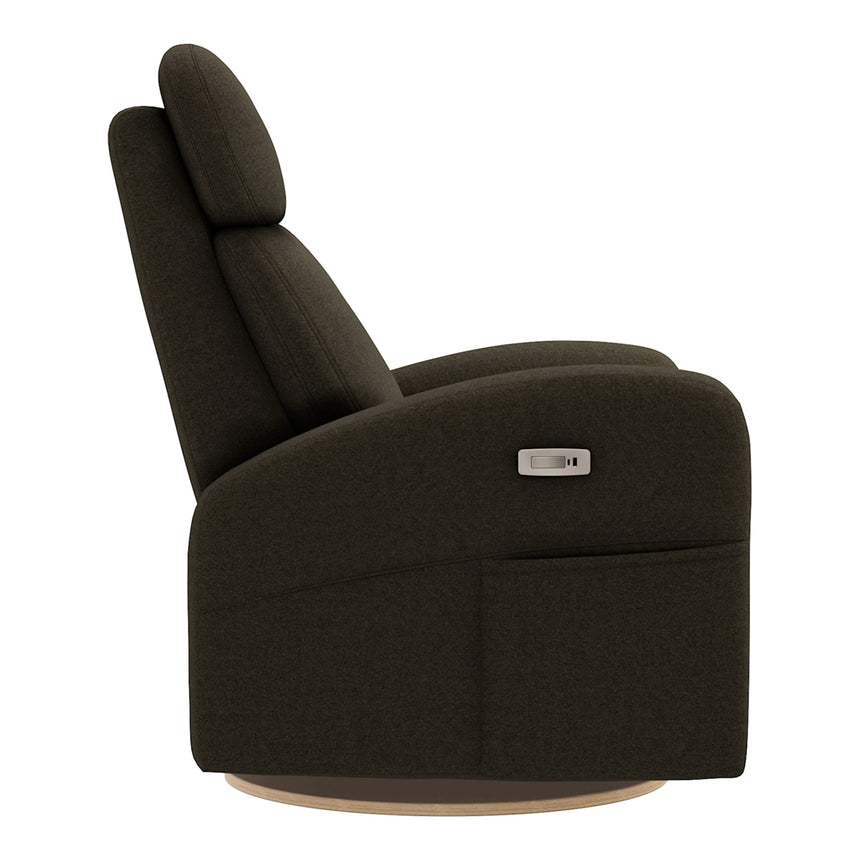 Grand Fauteuil Berçant Inclinable Pivotant Hailey avec Mécanisme Électrique - Tissu Anti-tache Mojo Espresso-Jaymar BB-JAM-527295ESP006-CLÉMENT