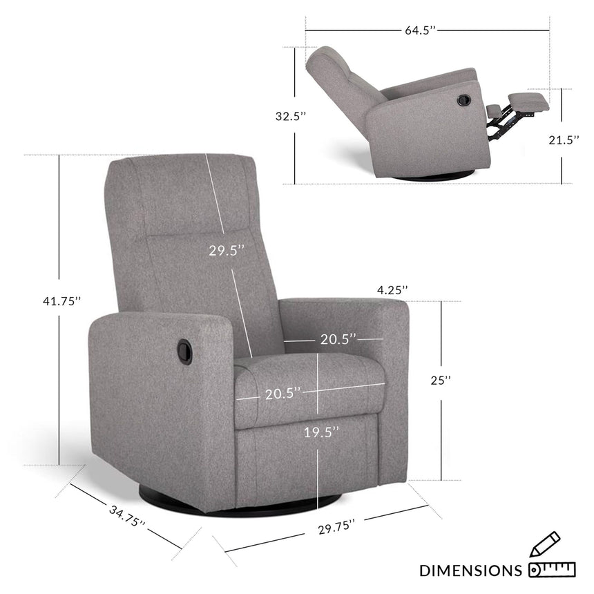 Fauteuil Berçant et Pivotant Nelly - Como Dove Gris / Noir-Jaymar BB-JAM-521-COMO-61-CLÉMENT