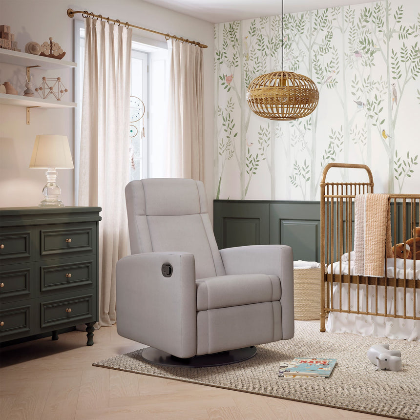 Fauteuil Berçant et Pivotant Nelly - Arlo Pearl / Noir (Tissu résistant aux taches)-Jaymar BB-JAM-521-ARLO-601-CLÉMENT