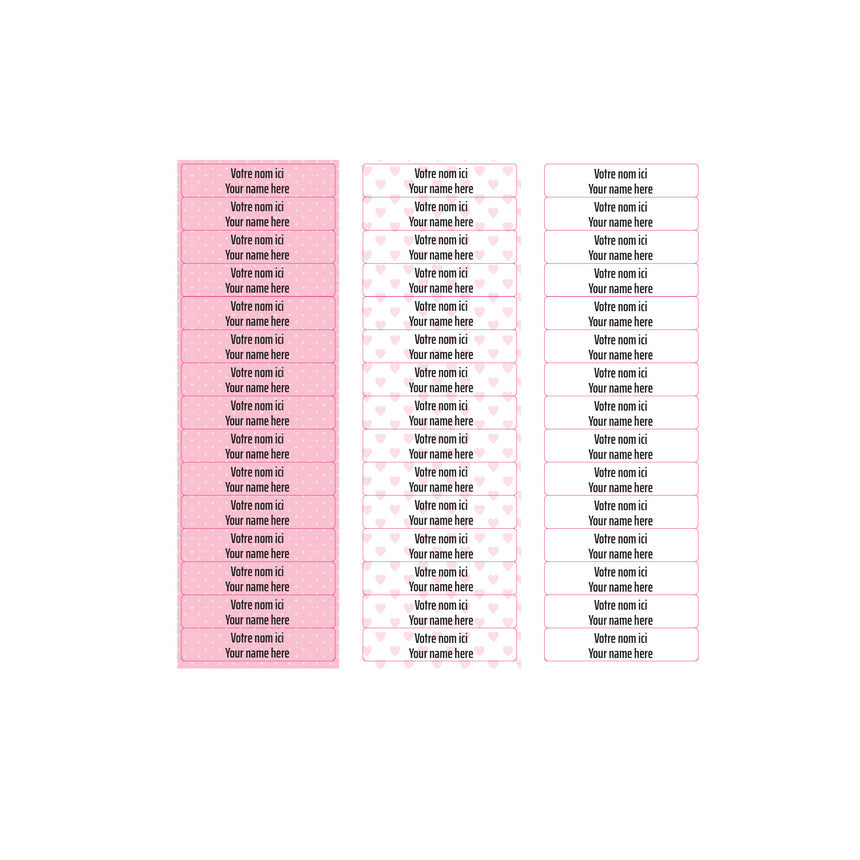 Étiquettes Essentiel - Scolaire rose-Clement - Impressions-LAB-ECNOM-ECOLER-CLÉMENT