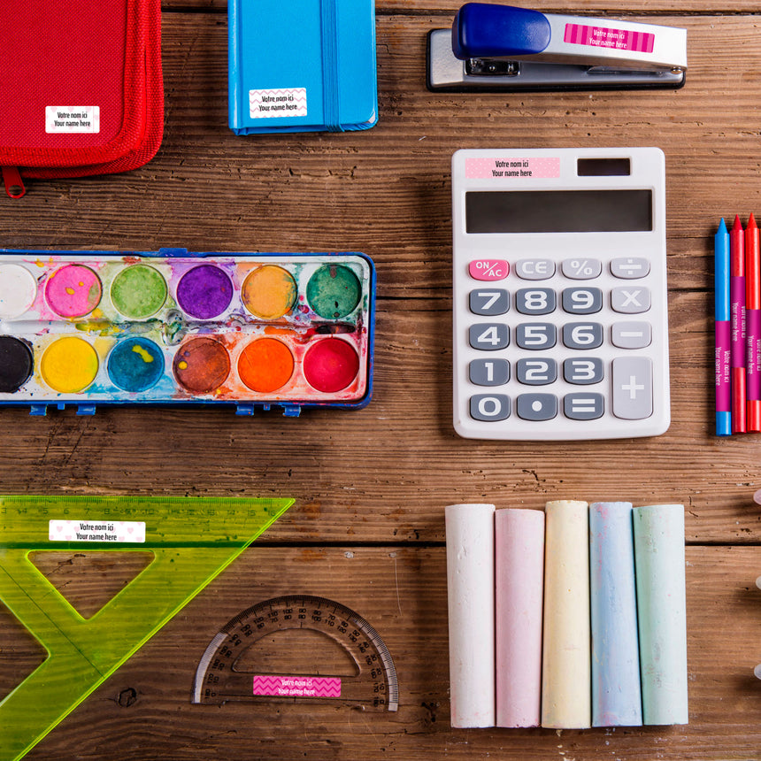 Étiquettes Essentiel - Scolaire rose-Clement - Impressions-LAB-ECNOM-ECOLER-CLÉMENT