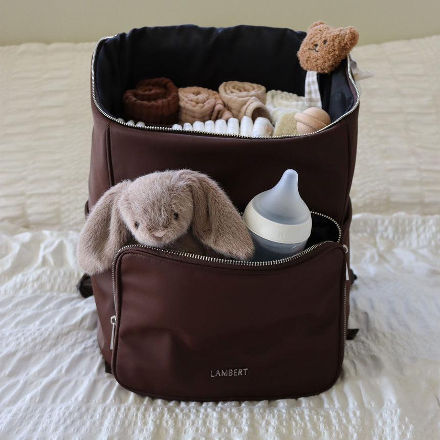 Sac à dos de maternité Anabelle en nylon - Chocolat-Lambert-LBT-ANABELLECCNY-CLÉMENT