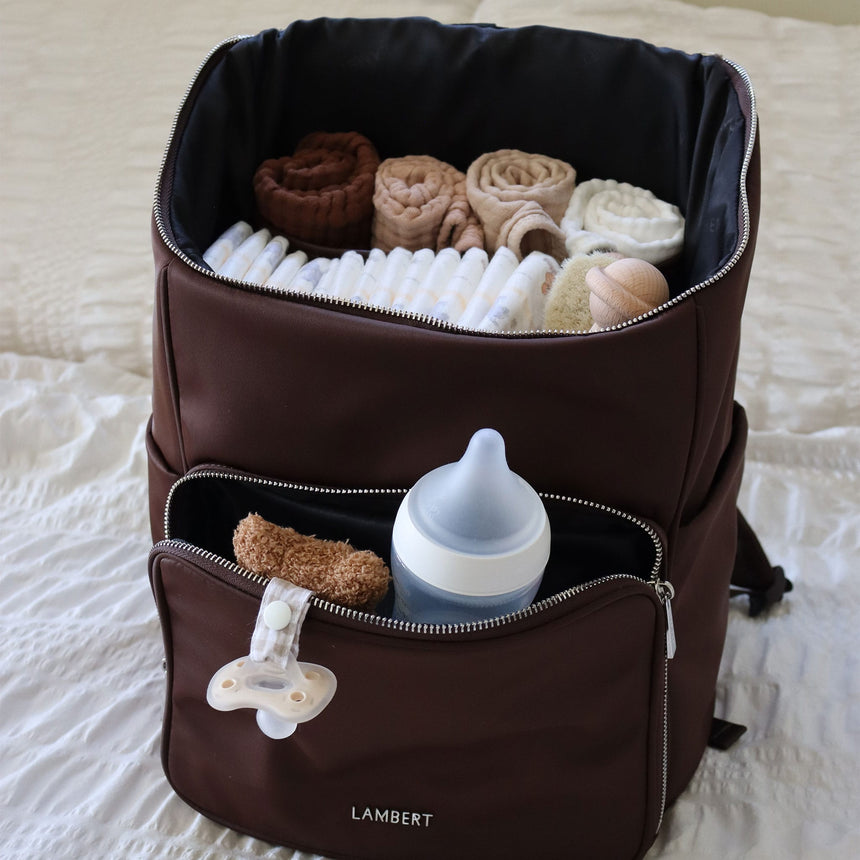 Sac à dos de maternité Anabelle en nylon - Chocolat-Lambert-LBT-ANABELLECCNY-CLÉMENT