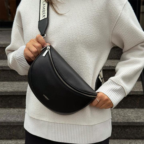 Sac banane Lauren en cuir vegan - Noir-Lambert-LBT-LAURENBLKPB-CLÉMENT