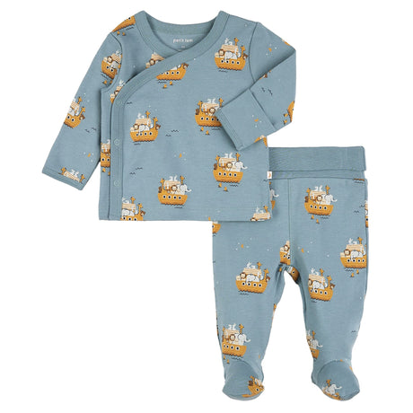 Ensemble Pantalon Arche Lions 0-9mois-Petit Lem-Turquoise-Nouveau-né-LEM-24YRL18E01-CLÉMENT