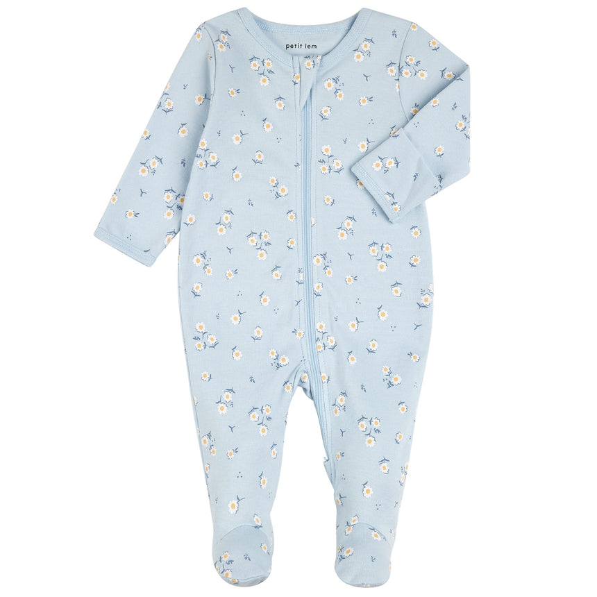 Pyjama Fleurs Canards 0-12mois-Petit Lem-Bleu-Nouveau-né-LEM-24YRL20P03-CLÉMENT