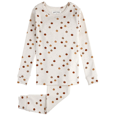 Pyjama Côtelé Citrouilles 2-7ans-Petit Lem-Beige-2-LEM-25FRS35Q03K-CLÉMENT