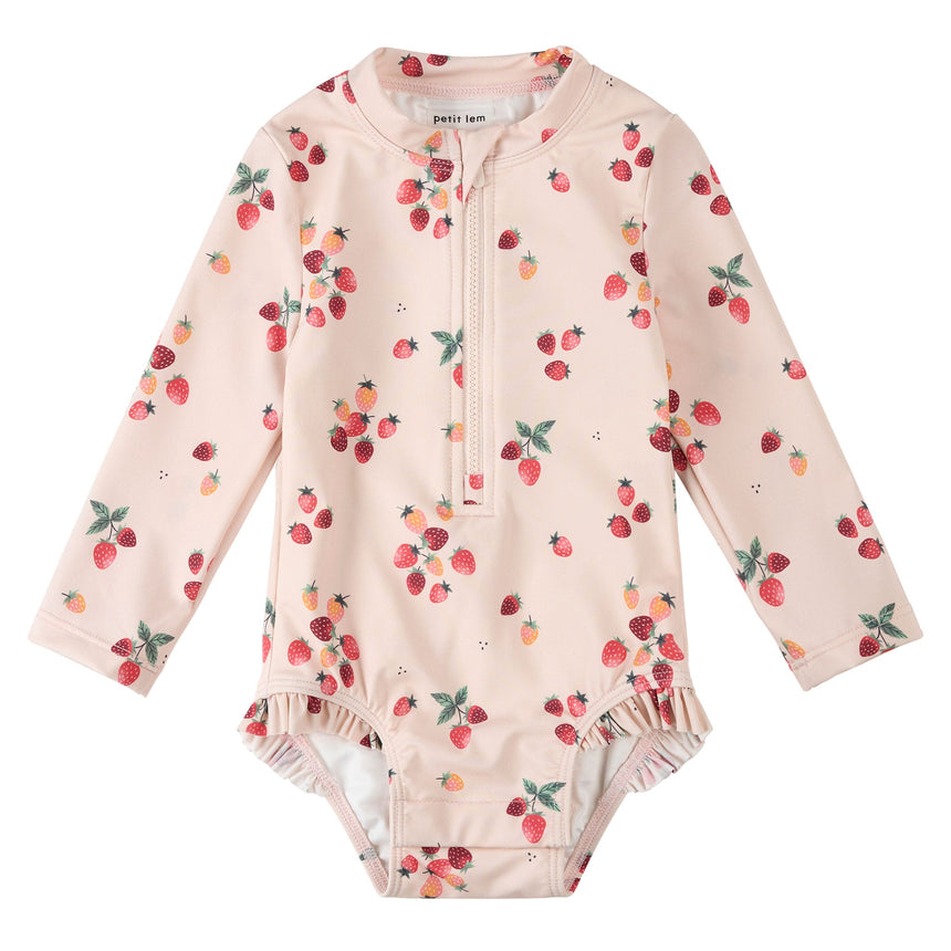 Maillot UV Manches Longues Fraises 2-6ans-Petit Lem-Rose-2-LEM-26SRM03M28K-CLÉMENT