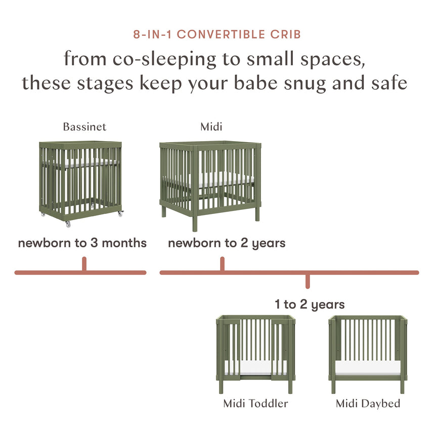 Couchette Convertible 8-en-1 Pogo avec kits de conversion - Olive-Babyletto-LET-M29880OL-CLÉMENT