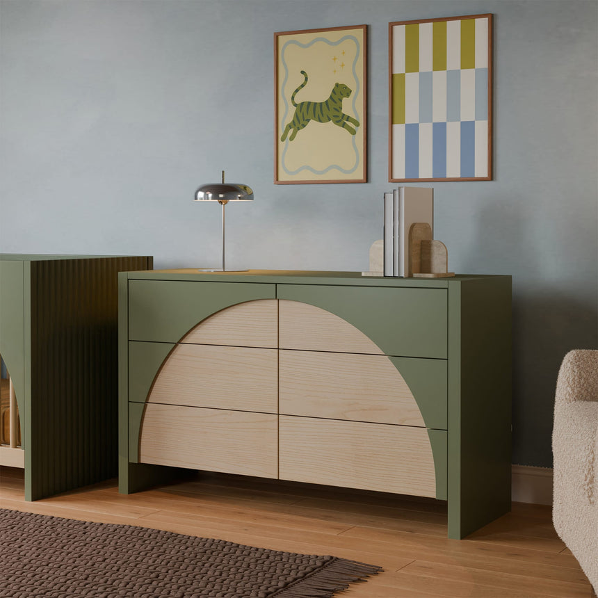 Commode 6 Tiroirs Moab - Olive/Cendre (Assemblée)-Babyletto-LET-M30216OLSH-CLÉMENT