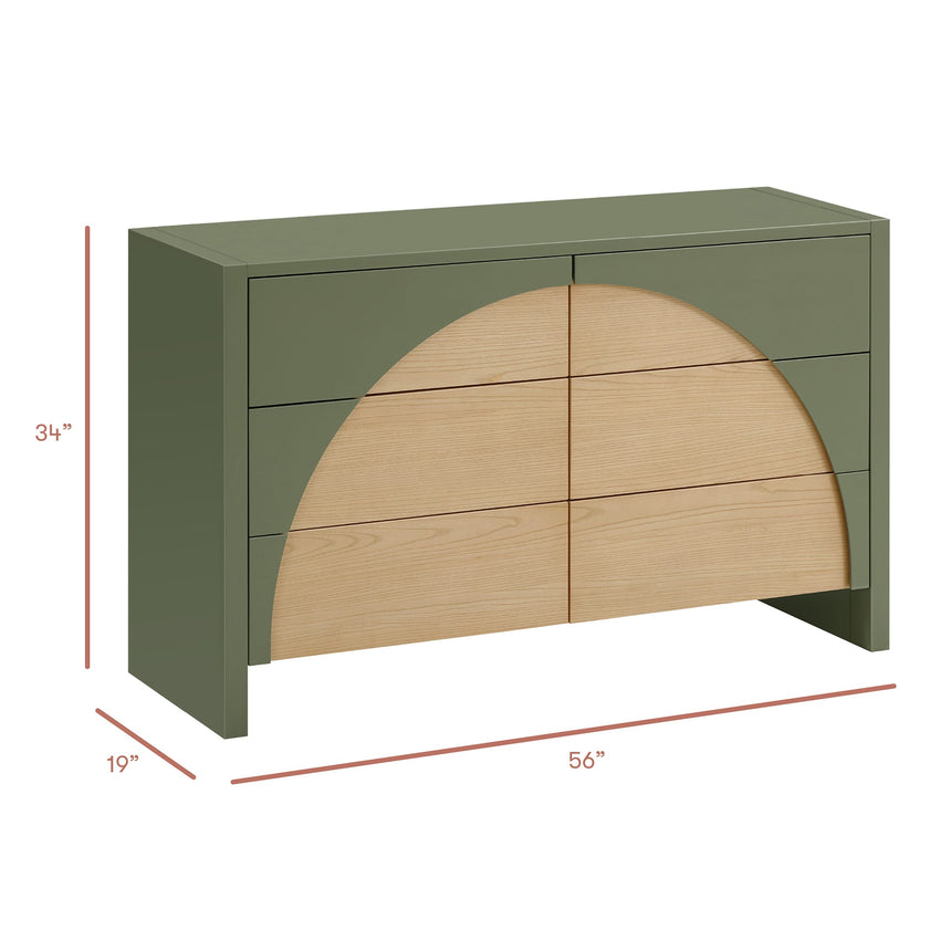 Commode 6 Tiroirs Moab - Olive/Cendre (Assemblée)-Babyletto-LET-M30216OLSH-CLÉMENT