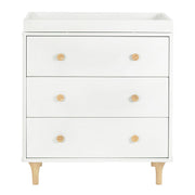 Meuble à Langer 3 Tiroirs avec Plateau Amovible Lolly - Blanc / Naturel-Babyletto-LET-M9023WN-CLÉMENT