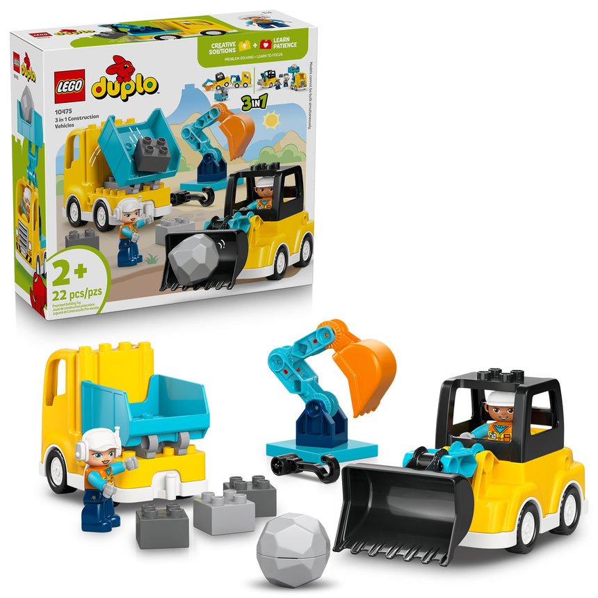 LEGO® DUPLO® Ma ville Les véhicules de chantier 3 en 1-LEGO®-LGO-10475-CLÉMENT